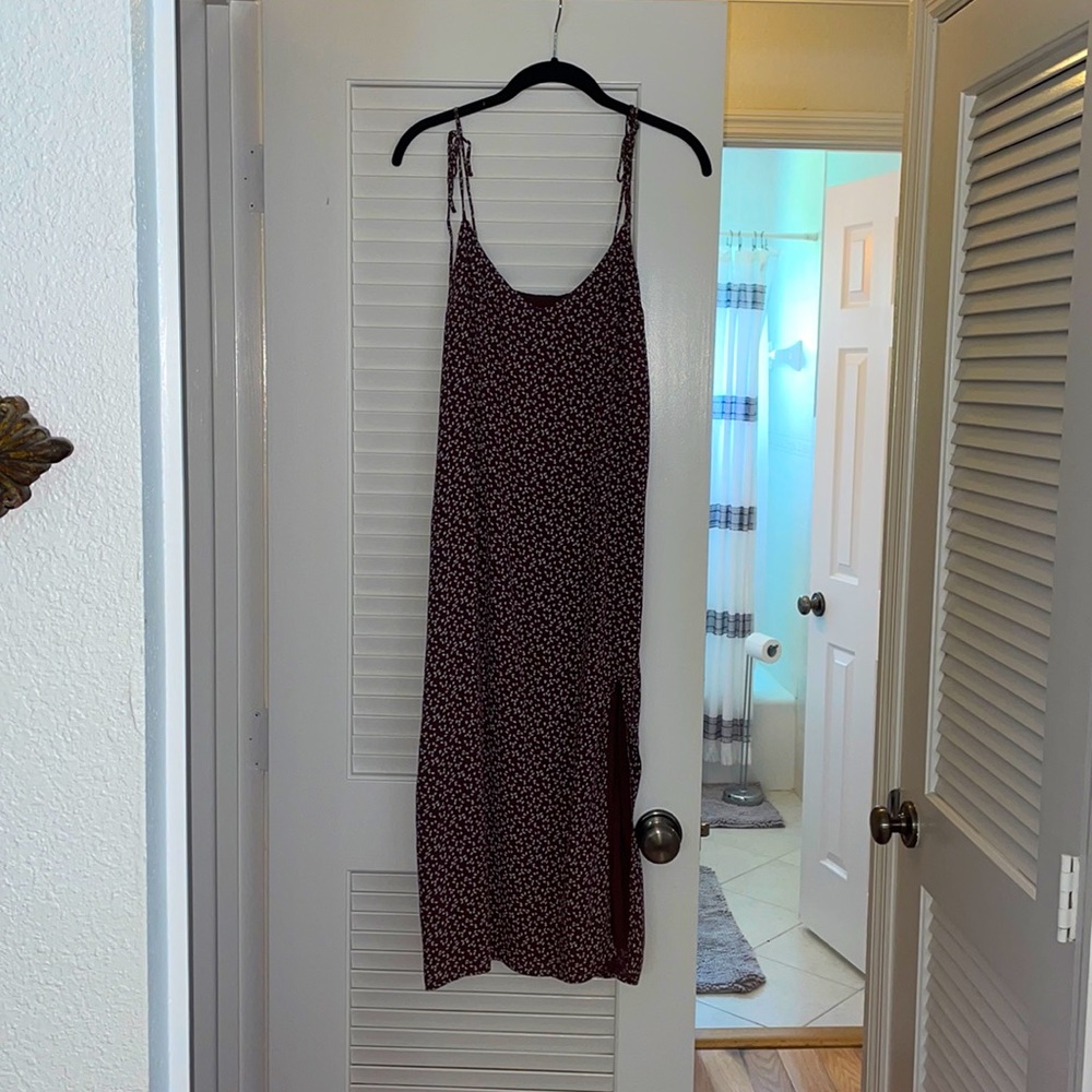 Brown sundress with white flowers